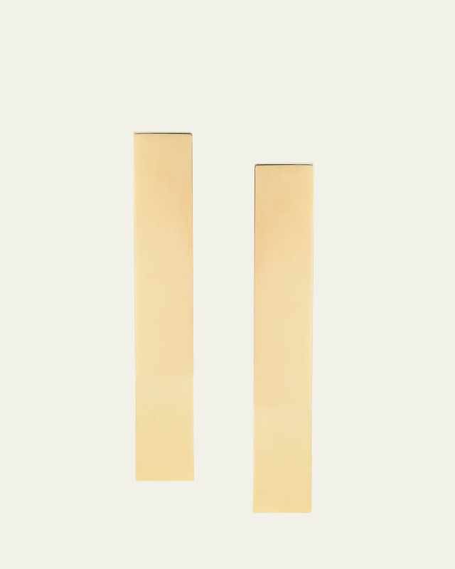 14k Gold Flat Bar Stud Earrings